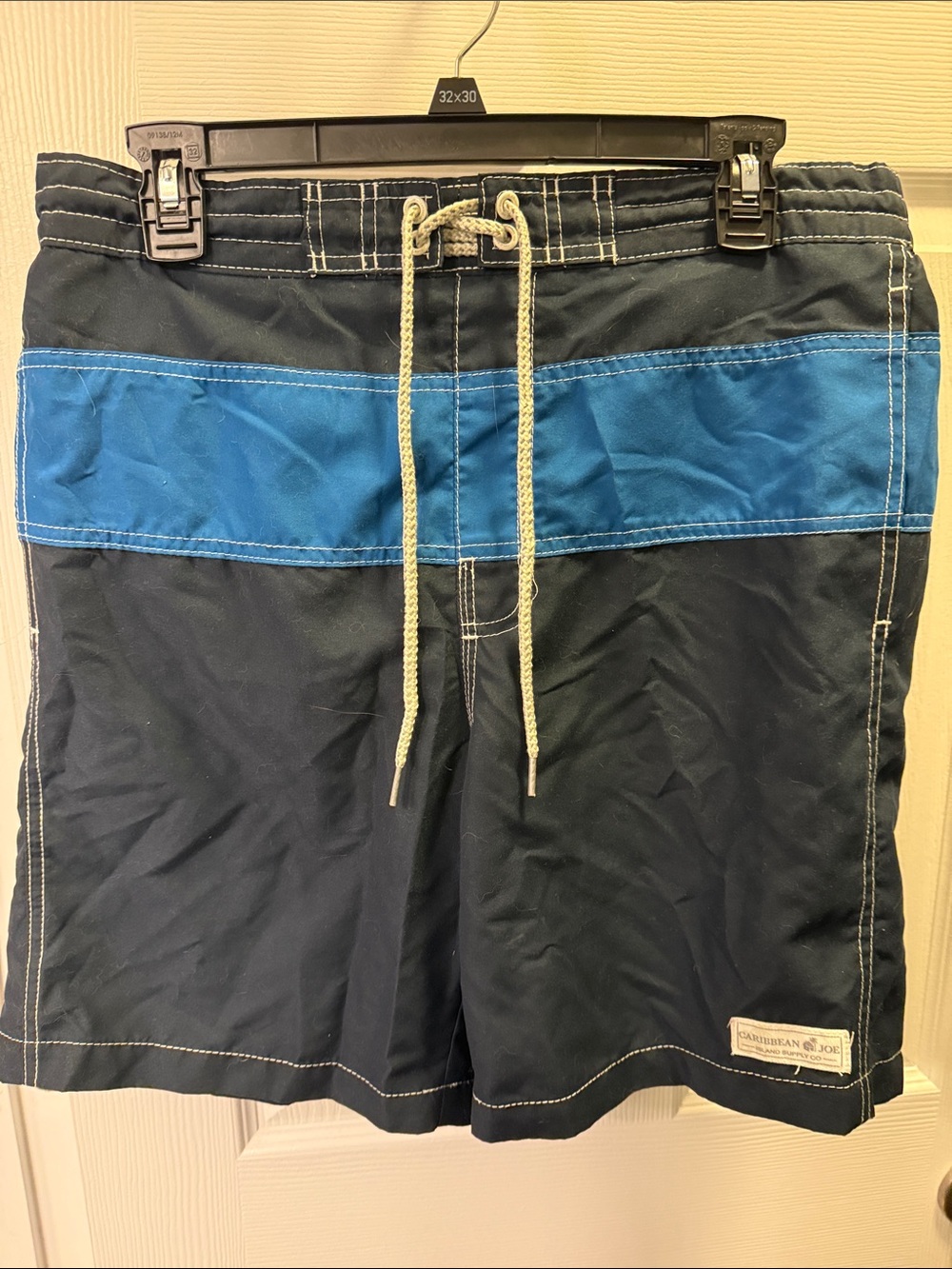 Caribbean Joe Men's Navy Swim Trunks with Blue Panel